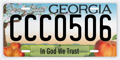 GA license plate CCC0506
