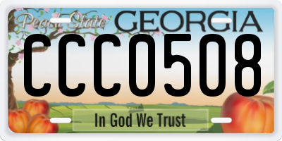 GA license plate CCC0508