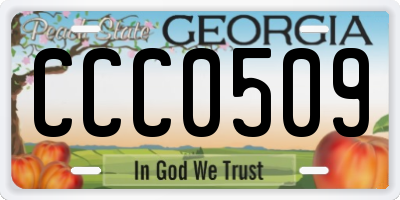 GA license plate CCC0509