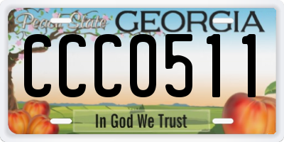 GA license plate CCC0511
