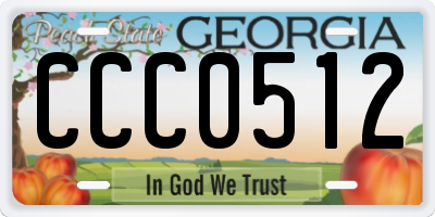 GA license plate CCC0512