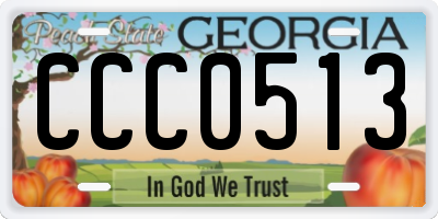 GA license plate CCC0513