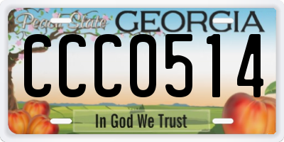 GA license plate CCC0514