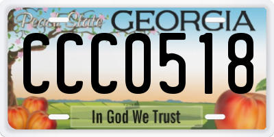 GA license plate CCC0518