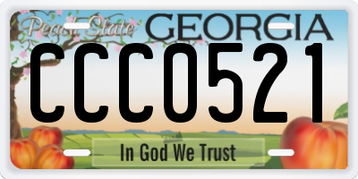 GA license plate CCC0521