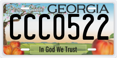GA license plate CCC0522