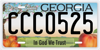 GA license plate CCC0525