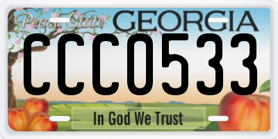GA license plate CCC0533