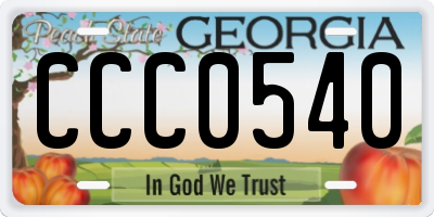 GA license plate CCC0540