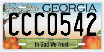 GA license plate CCC0542