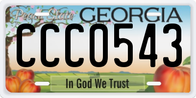 GA license plate CCC0543