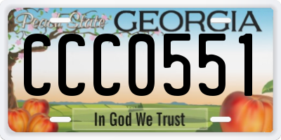 GA license plate CCC0551