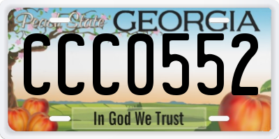 GA license plate CCC0552