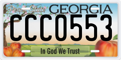 GA license plate CCC0553