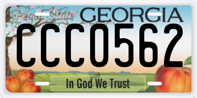 GA license plate CCC0562