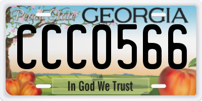 GA license plate CCC0566