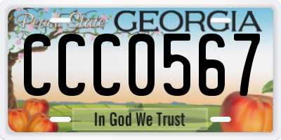 GA license plate CCC0567