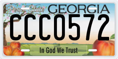 GA license plate CCC0572