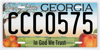 GA license plate CCC0575