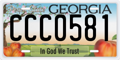 GA license plate CCC0581