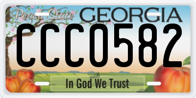 GA license plate CCC0582