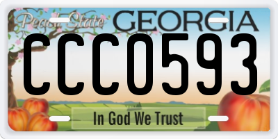GA license plate CCC0593