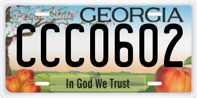 GA license plate CCC0602