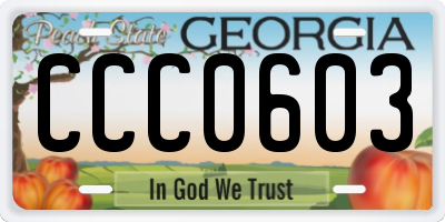 GA license plate CCC0603
