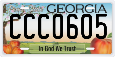 GA license plate CCC0605