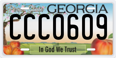 GA license plate CCC0609