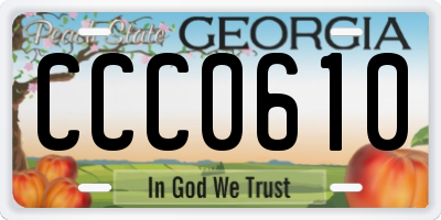 GA license plate CCC0610