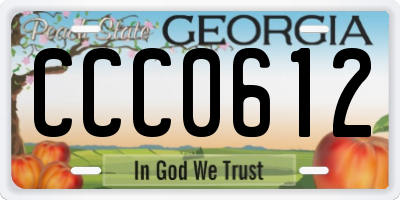 GA license plate CCC0612