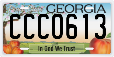 GA license plate CCC0613