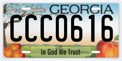 GA license plate CCC0616