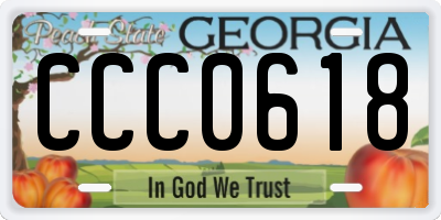 GA license plate CCC0618