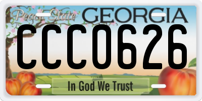 GA license plate CCC0626