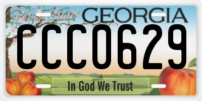 GA license plate CCC0629