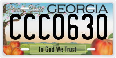 GA license plate CCC0630