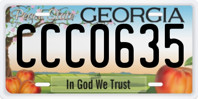 GA license plate CCC0635