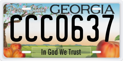 GA license plate CCC0637