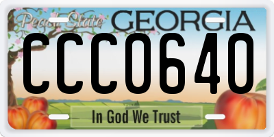 GA license plate CCC0640