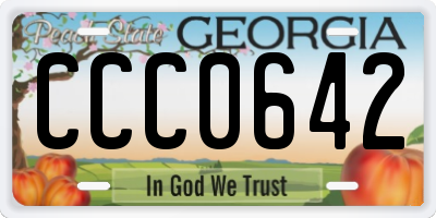 GA license plate CCC0642