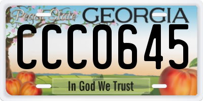 GA license plate CCC0645