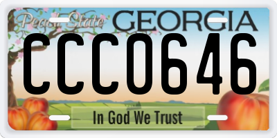 GA license plate CCC0646
