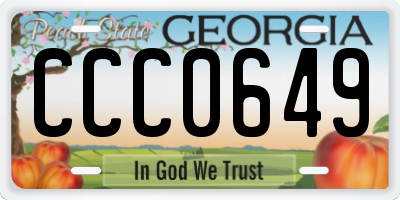 GA license plate CCC0649