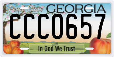 GA license plate CCC0657
