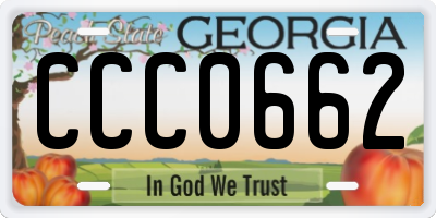 GA license plate CCC0662