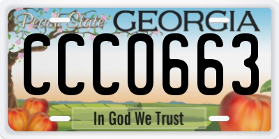 GA license plate CCC0663