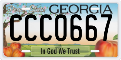 GA license plate CCC0667