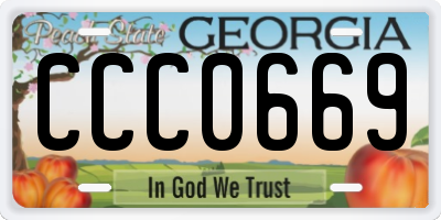 GA license plate CCC0669